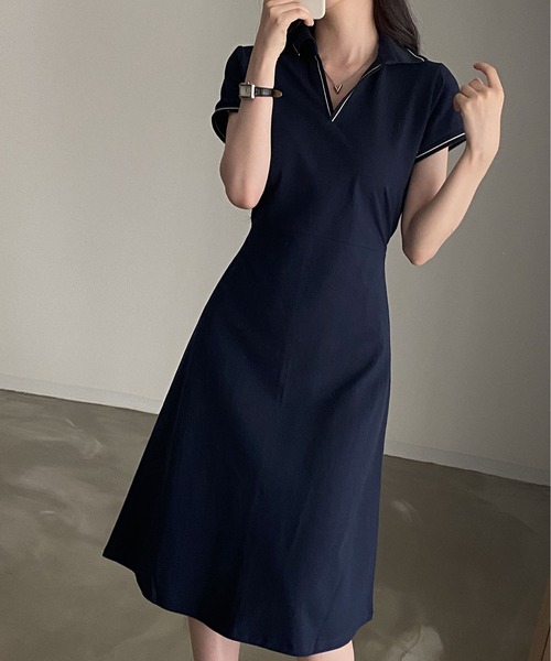 MAISON DE THERESE（メゾン ド テレーズ）の「ポロネックＴシャツワンピース（ワンピース・レディース・ライトイエロー/ネイビー・FREE）」の9枚目の写真