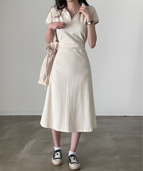 MAISON DE THERESE（メゾン ド テレーズ）の「ポロネックＴシャツワンピース（ワンピース・レディース・ライトイエロー/ネイビー・FREE）」の16枚目の写真