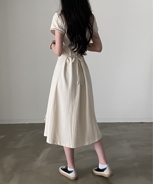 MAISON DE THERESE（メゾン ド テレーズ）の「ポロネックＴシャツワンピース（ワンピース・レディース・ライトイエロー/ネイビー・FREE）」の17枚目の写真