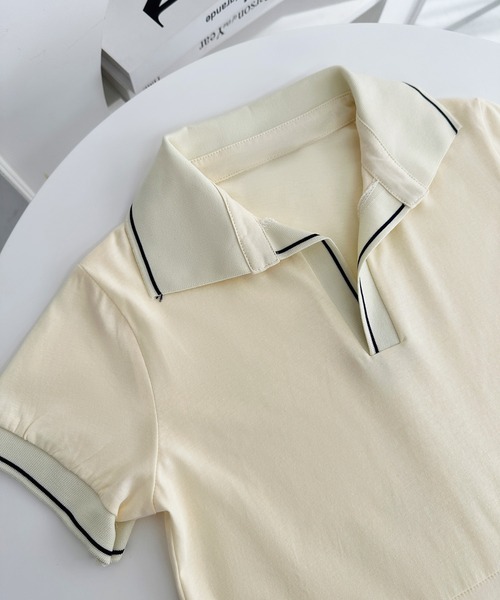 MAISON DE THERESE（メゾン ド テレーズ）の「ポロネックＴシャツワンピース（ワンピース・レディース・ライトイエロー/ネイビー・FREE）」の5枚目の写真