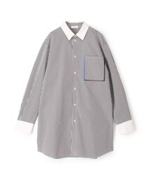 コットン ストライプロングシャツ