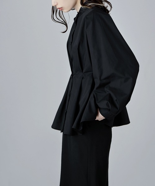 etoll.（エトル）の「フレアウエストタックスタンドブラウス（シャツ/ブラウス・レディース・オフホワイト/ブラック/ブルー・M）」の7枚目の写真