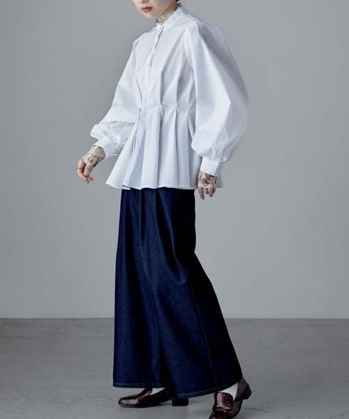 etoll.（エトル）の「フレアウエストタックスタンドブラウス（シャツ/ブラウス・レディース・オフホワイト/ブラック/ブルー・M）」の21枚目の写真