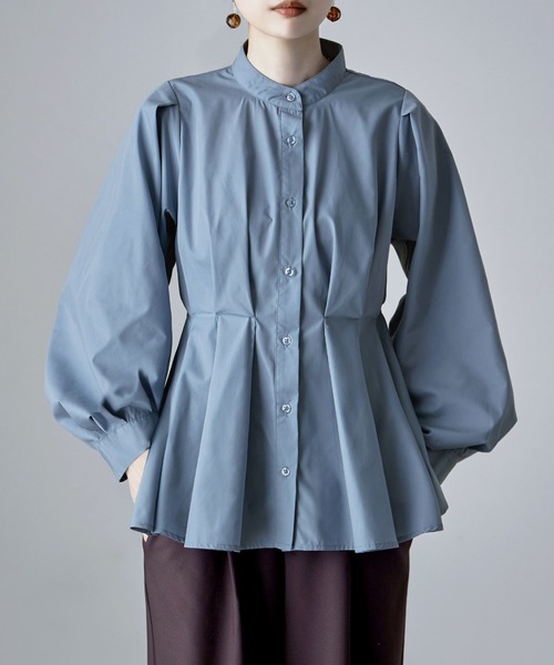 etoll.（エトル）の「フレアウエストタックスタンドブラウス（シャツ/ブラウス・レディース・オフホワイト/ブラック/ブルー・M）」の20枚目の写真