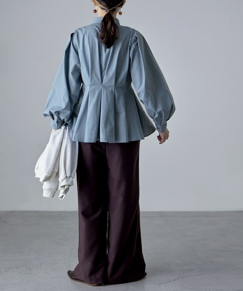 etoll.（エトル）の「フレアウエストタックスタンドブラウス（シャツ/ブラウス・レディース・オフホワイト/ブラック/ブルー・M）」の17枚目の写真