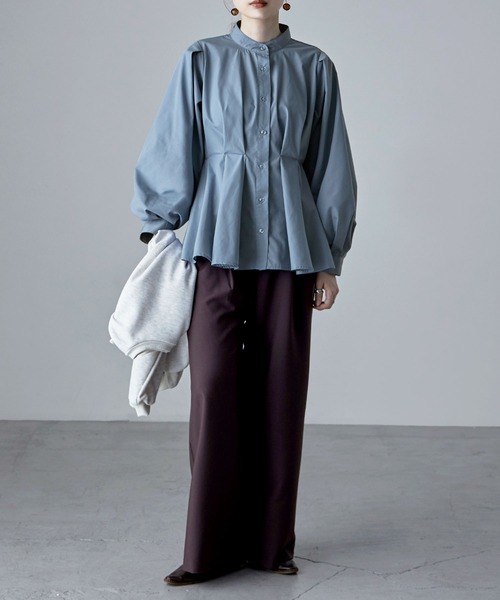 etoll.（エトル）の「フレアウエストタックスタンドブラウス（シャツ/ブラウス・レディース・オフホワイト/ブラック/ブルー・M）」の16枚目の写真