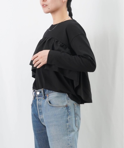 LUCA/LADY LUCK LUCA(ルカ/レディラックルカ)の「LC/LLL ラウンドフリルロングスリーブカットソー / フリルロンTee(Tシャツ/カットソー・レディース・オフホワイト/ブラック/カーキ・FREE)」の10枚目の写真