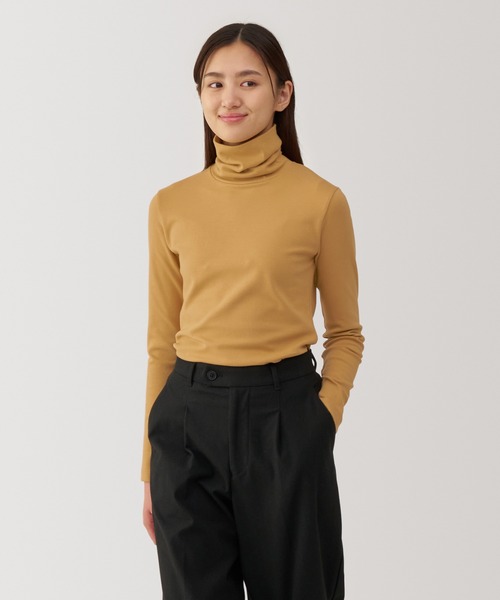 無印良品(ムジルシリョウヒン)の「婦人 起毛フライス編みタートルネック長袖Tシャツ(Tシャツ/カットソー・レディース・ライトグレー/ブラック/ホワイト/ブラック系/マスタード/ライトグレー系・L/M/XL/S)」の6枚目の写真