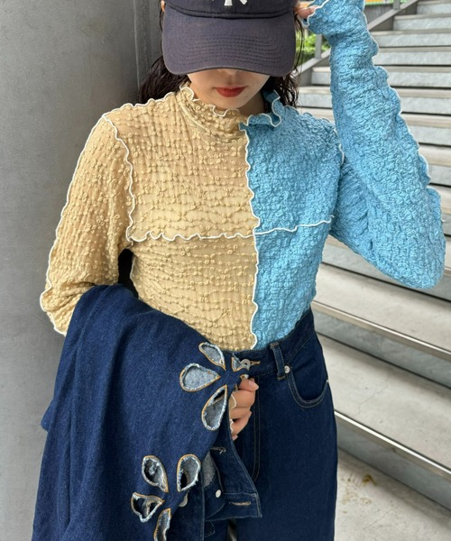 HELLO.SANFRANCISCO(ハローサンフランシスコ)の「【HELLO.SANFRANCISCO】コラボ配色レースメロウTEE(Tシャツ/カットソー・レディース・ピンク/ベージュ/アイボリー・ONE SIZE)」の10枚目の写真