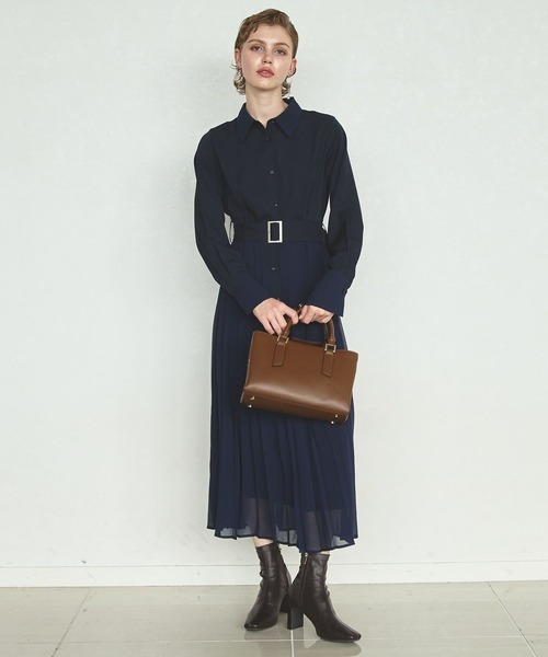 Andemiu（アンデミュウ）の「イソザイプリーツシャツワンピース146880（シャツワンピース・レディース・ネイビー/グリーン/ライトグレー/ブルー・FREE）」の18枚目の写真