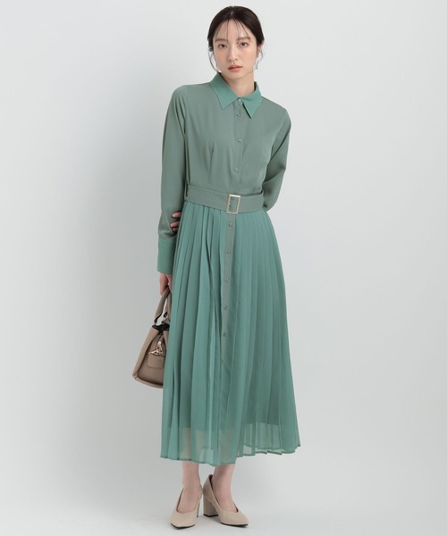 Andemiu（アンデミュウ）の「イソザイプリーツシャツワンピース146880（シャツワンピース・レディース・ネイビー/グリーン/ライトグレー/ブルー・FREE）」の12枚目の写真