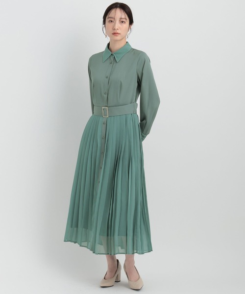 Andemiu（アンデミュウ）の「イソザイプリーツシャツワンピース146880（シャツワンピース・レディース・ネイビー/グリーン/ライトグレー/ブルー・FREE）」の13枚目の写真