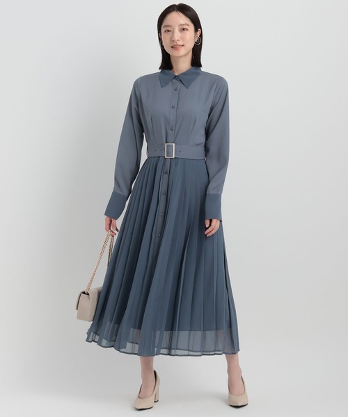 Andemiu（アンデミュウ）の「イソザイプリーツシャツワンピース146880（シャツワンピース・レディース・ネイビー/グリーン/ライトグレー/ブルー・FREE）」の15枚目の写真