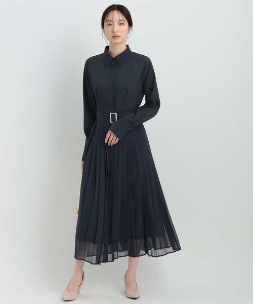 Andemiu（アンデミュウ）の「イソザイプリーツシャツワンピース146880（シャツワンピース・レディース・ネイビー/グリーン/ライトグレー/ブルー・FREE）」の17枚目の写真