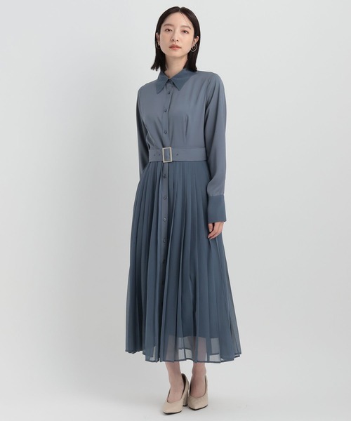 Andemiu（アンデミュウ）の「イソザイプリーツシャツワンピース146880（シャツワンピース・レディース・ネイビー/グリーン/ライトグレー/ブルー・FREE）」の11枚目の写真