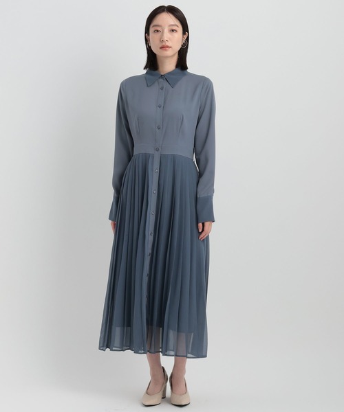 Andemiu（アンデミュウ）の「イソザイプリーツシャツワンピース146880（シャツワンピース・レディース・ネイビー/グリーン/ライトグレー/ブルー・FREE）」の7枚目の写真