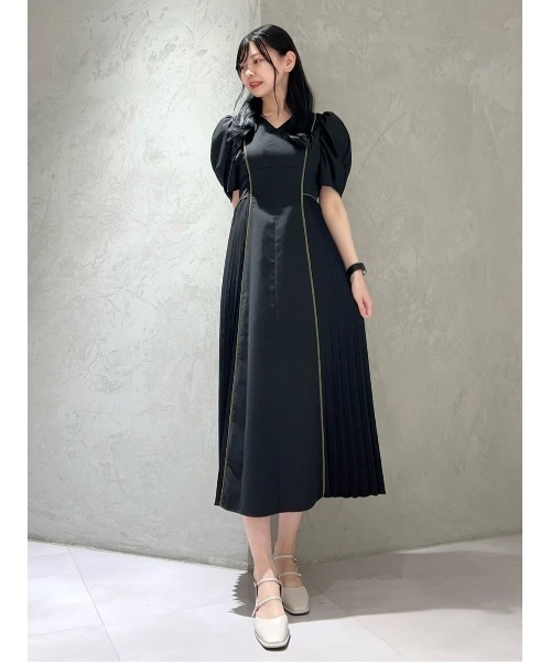 アンドクチュール　ブラックニットロングワンピース アンドクチュール AND COUTURE ロングニット＋チュール