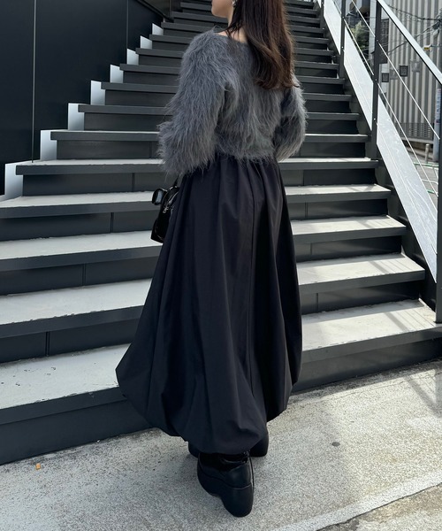 ひーちゃん❤️チャコールグレーXL44 WEB限定/REVIVAL】シャギーMIXクロスニット（ニット/セーター）｜Chico