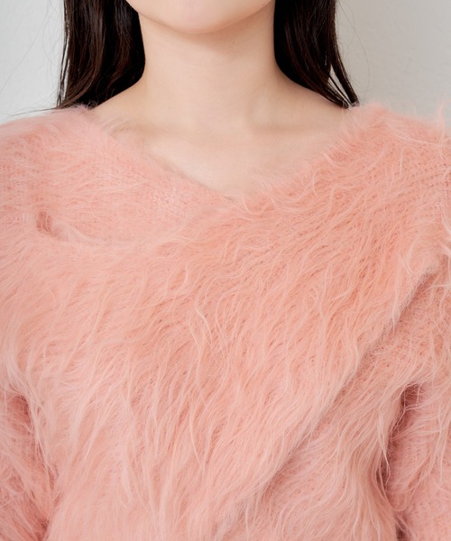 Chico(チコ)の「【WEB限定/REVIVAL】シャギーMIXクロスニット(ニット/セーター・レディース・ピンク/グレー/アイボリー/グレイッシュベージュ・FREE)」の8枚目の写真