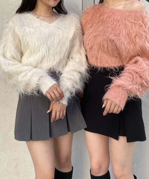 Chico(チコ)の「【WEB限定/REVIVAL】シャギーMIXクロスニット(ニット/セーター・レディース・ピンク/グレー/アイボリー/グレイッシュベージュ・FREE)」の15枚目の写真