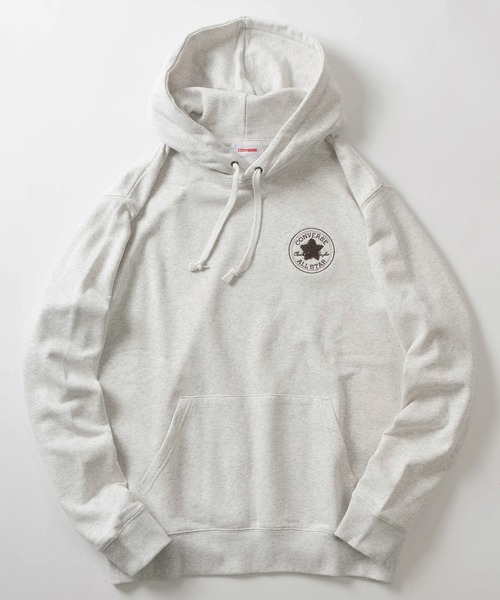 CONVERSE（コンバース）の「【CONVERSE/コンバース】ALL STARサークルロゴ ワンポイント サガラ刺繍デザイン プルパーカー/フーディー/裏毛（パーカー・メンズ・アッシュグレー/ダークグリーン/ライトブルー/ブラック/グレイッシュベージュ/オートミール・XL/L/M）」の3枚目の写真