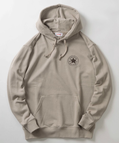 CONVERSE（コンバース）の「【CONVERSE/コンバース】ALL STARサークルロゴ ワンポイント サガラ刺繍デザイン プルパーカー/フーディー/裏毛（パーカー・メンズ・アッシュグレー/ダークグリーン/ライトブルー/ブラック/グレイッシュベージュ/オートミール・XL/L/M）」の4枚目の写真