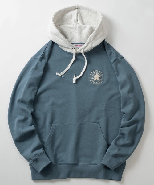 CONVERSE（コンバース）の「【CONVERSE/コンバース】ALL STARサークルロゴ ワンポイント サガラ刺繍デザイン プルパーカー/フーディー/裏毛（パーカー・メンズ・アッシュグレー/ダークグリーン/ライトブルー/ブラック/グレイッシュベージュ/オートミール・XL/L/M）」の6枚目の写真