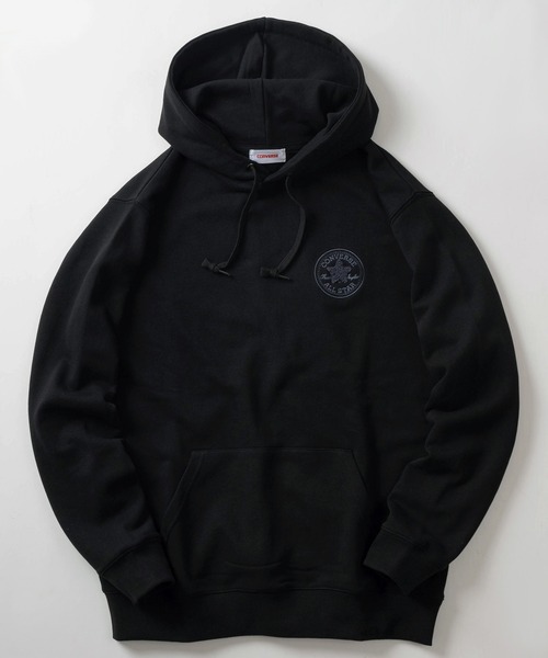 CONVERSE（コンバース）の「【CONVERSE/コンバース】ALL STARサークルロゴ ワンポイント サガラ刺繍デザイン プルパーカー/フーディー/裏毛（パーカー・メンズ・アッシュグレー/ダークグリーン/ライトブルー/ブラック/グレイッシュベージュ/オートミール・XL/L/M）」の2枚目の写真