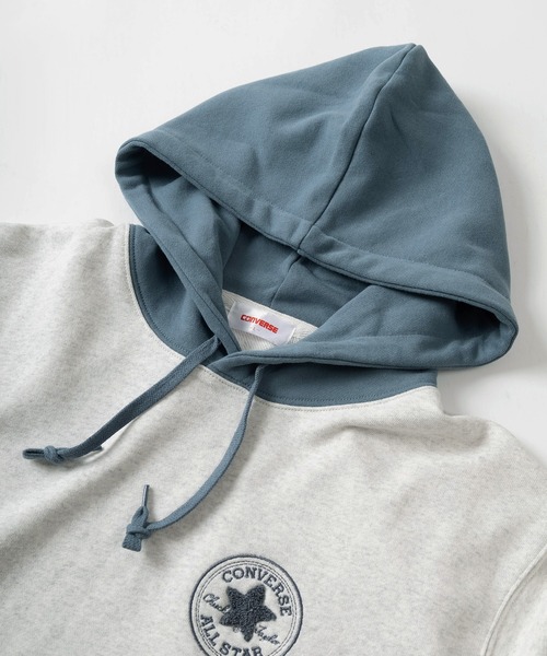 CONVERSE（コンバース）の「【CONVERSE/コンバース】ALL STARサークルロゴ ワンポイント サガラ刺繍デザイン プルパーカー/フーディー/裏毛（パーカー・メンズ・アッシュグレー/ダークグリーン/ライトブルー/ブラック/グレイッシュベージュ/オートミール・XL/L/M）」の8枚目の写真