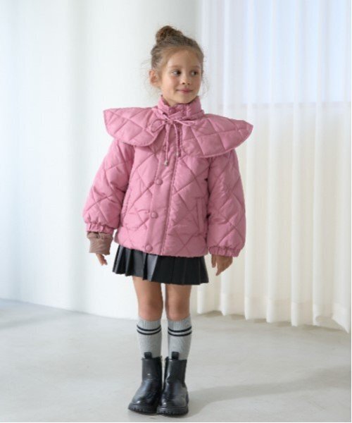 Lycee mine（リセマイン）の「【万能アウター】取外しできる衿付きパフジャケット（ブルゾン・キッズ・ピンク/ベージュ/ブルーグレー/アイボリー/ブラック・100cm/110cm/120cm/140cm/150cm/130cm）」の18枚目の写真