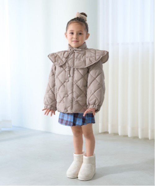 Lycee mine（リセマイン）の「【万能アウター】取外しできる衿付きパフジャケット（ブルゾン・キッズ・ピンク/ベージュ/ブルーグレー/アイボリー/ブラック・100cm/110cm/120cm/140cm/150cm/130cm）」の12枚目の写真