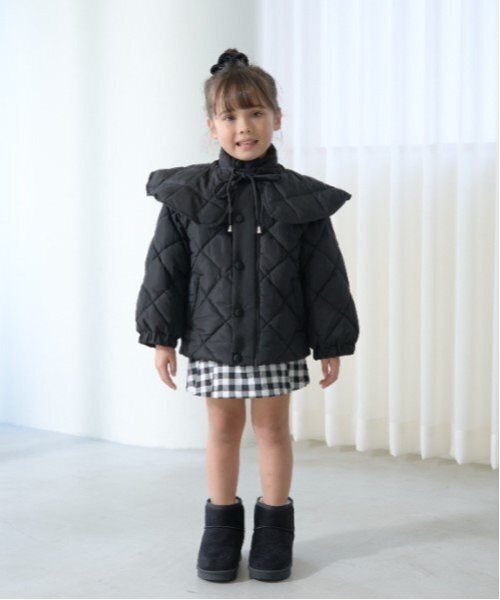 Lycee mine（リセマイン）の「【万能アウター】取外しできる衿付きパフジャケット（ブルゾン・キッズ・ピンク/ベージュ/ブルーグレー/アイボリー/ブラック・100cm/110cm/120cm/140cm/150cm/130cm）」の9枚目の写真