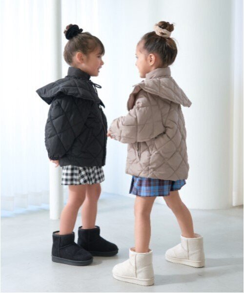 Lycee mine（リセマイン）の「【万能アウター】取外しできる衿付きパフジャケット（ブルゾン・キッズ・ピンク/ベージュ/ブルーグレー/アイボリー/ブラック・100cm/110cm/120cm/140cm/150cm/130cm）」の7枚目の写真