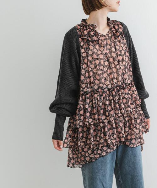 CAVEZIA ROSSO ミニワンピース F F by ROSSO（エフバイロッソ）の「F by ROSSO フラワープリント