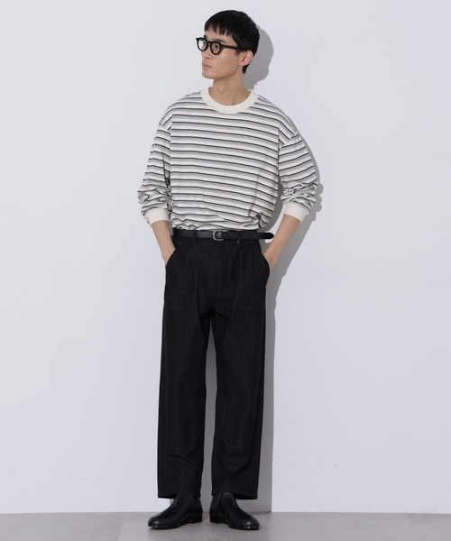 Apo(s)ture(アポスチャー)の「THOM-002/デニムダブルニーストレートパンツ(デニムパンツ・メンズ・ネイビー/ブラック/ブルー・XS/S/M/L/XL)」の6枚目の写真