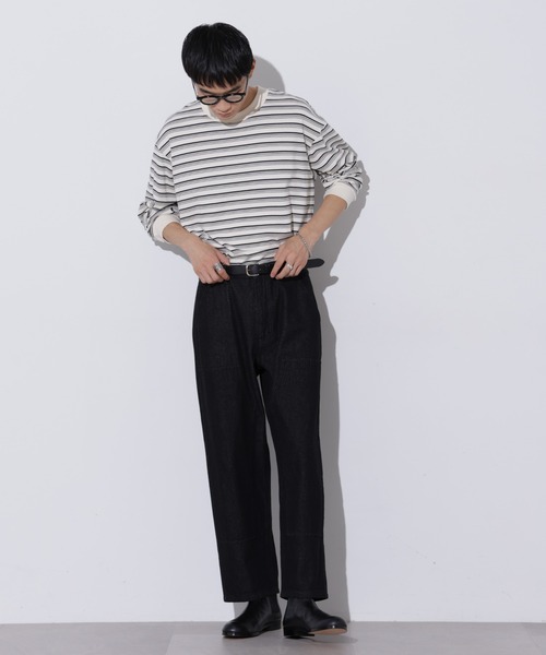 Apo(s)ture(アポスチャー)の「THOM-002/デニムダブルニーストレートパンツ(デニムパンツ・メンズ・ネイビー/ブラック/ブルー・XS/S/M/L/XL)」の7枚目の写真