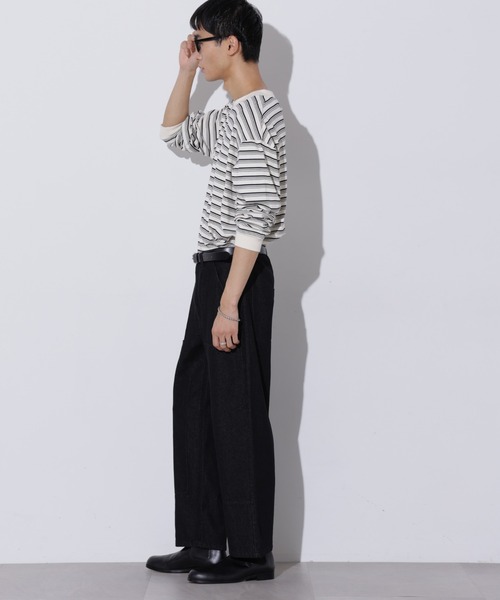 Apo(s)ture(アポスチャー)の「THOM-002/デニムダブルニーストレートパンツ(デニムパンツ・メンズ・ネイビー/ブラック/ブルー・XS/S/M/L/XL)」の9枚目の写真