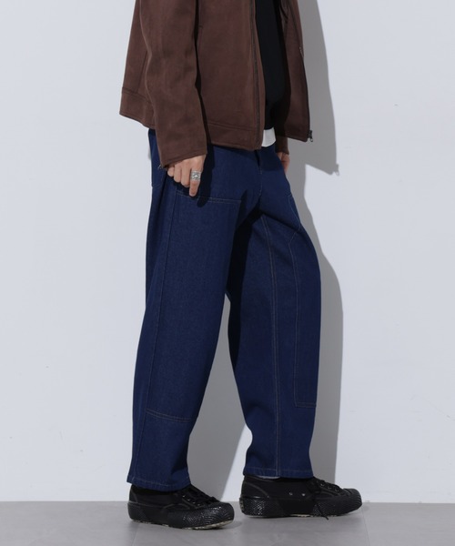 Apo(s)ture(アポスチャー)の「THOM-002/デニムダブルニーストレートパンツ(デニムパンツ・メンズ・ネイビー/ブラック/ブルー・XS/S/M/L/XL)」の11枚目の写真