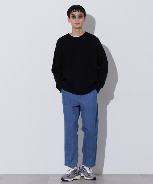 Apo(s)ture(アポスチャー)の「THOM-002/デニムダブルニーストレートパンツ(デニムパンツ・メンズ・ネイビー/ブラック/ブルー・XS/S/M/L/XL)」の19枚目の写真