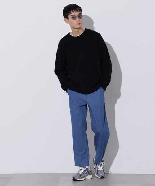 Apo(s)ture(アポスチャー)の「THOM-002/デニムダブルニーストレートパンツ(デニムパンツ・メンズ・ネイビー/ブラック/ブルー・XS/S/M/L/XL)」の20枚目の写真
