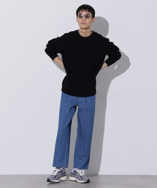 Apo(s)ture(アポスチャー)の「THOM-002/デニムダブルニーストレートパンツ(デニムパンツ・メンズ・ネイビー/ブラック/ブルー・XS/S/M/L/XL)」の21枚目の写真