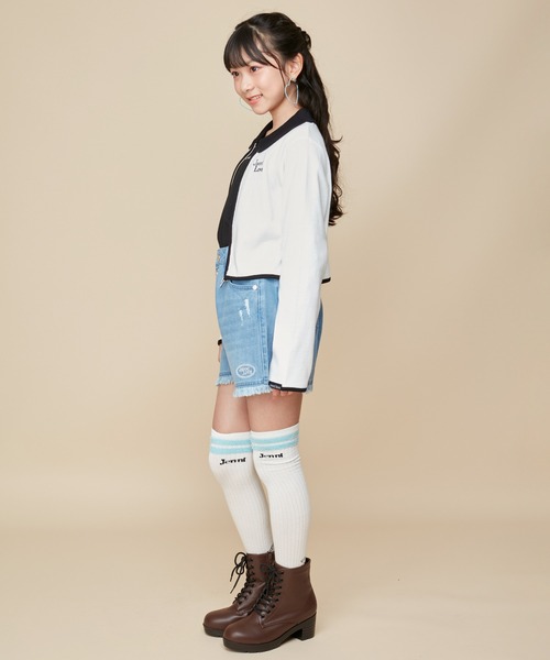 JENNI love（ジェニィラブ）の「えり付きバイカラーリブZIPカーデ