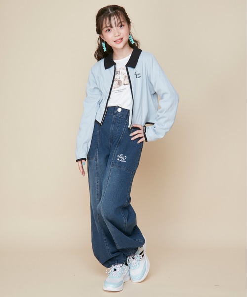 JENNI love（ジェニィラブ）の「えり付きバイカラーリブZIPカーデ