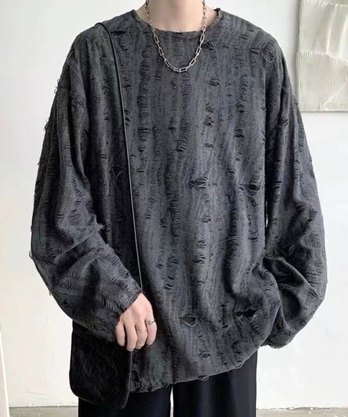 Anchor Smith(アンカー スミス)の「クラッシュダメージ加工Tシャツ(Tシャツ/カットソー・メンズ・ホワイト/チャコール/ブラック/ブラウン・M/L)」の7枚目の写真