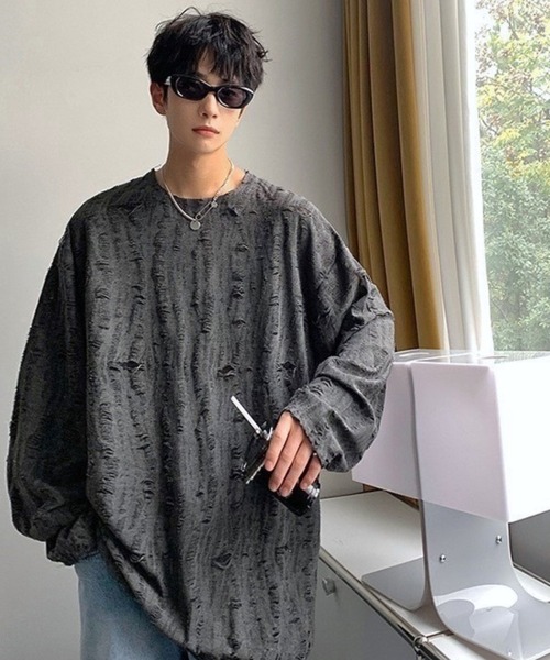 Anchor Smith(アンカー スミス)の「クラッシュダメージ加工Tシャツ(Tシャツ/カットソー・メンズ・ホワイト/チャコール/ブラック/ブラウン・M/L)」の8枚目の写真