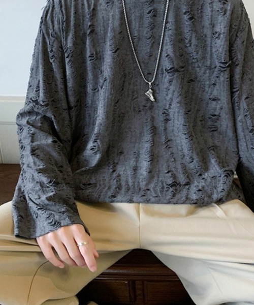 Anchor Smith(アンカー スミス)の「クラッシュダメージ加工Tシャツ(Tシャツ/カットソー・メンズ・ホワイト/チャコール/ブラック/ブラウン・M/L)」の6枚目の写真