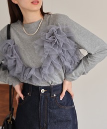 チュールドッキング 長袖トップス/TOPS/ロンT