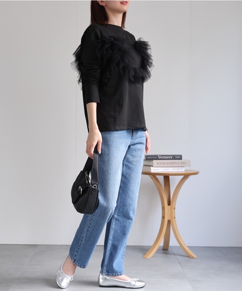 セール】チュールドッキング 長袖トップス/TOPS/ロンT（Tシャツ