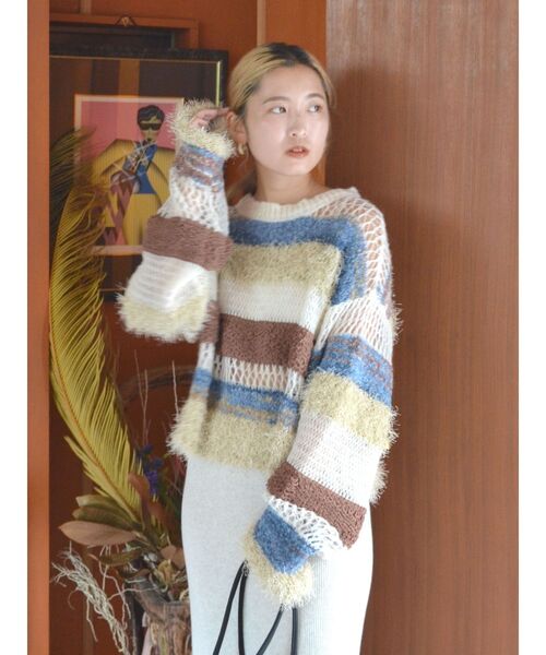 Ungrid（アングリッド）の「透かし編みミックスニット（ニット/セーター・レディース・オフホワイト/ブルー・FREE）」の13枚目の写真