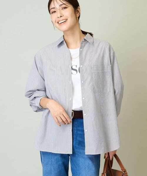 a.v.v（アーヴェヴェ）の「【イージーケア】ベーシックシャツ（シャツ/ブラウス・レディース・ホワイト/ブラウン/ダークインディゴブルー/ライトピンク・40/38/42/36/34）」の2枚目の写真